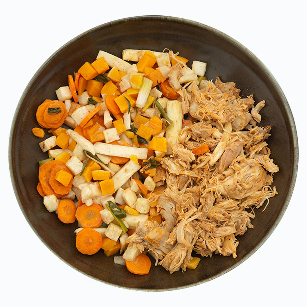 Pulled chicken met pan groenten